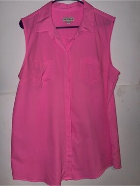 Plus’s Size XXL Merona Sleeveless Collared Blouse - Bright Pink